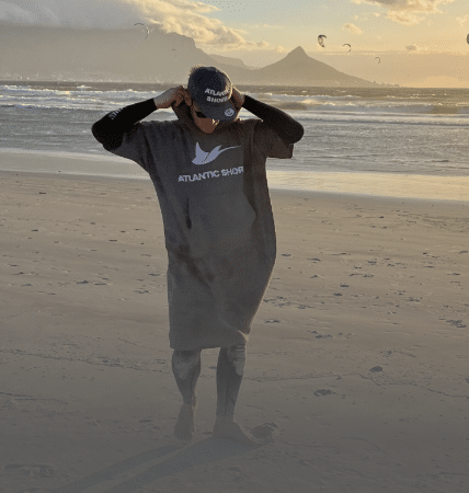 ATLANTIC SHORE Travel Poncho Grey Cape Town Header