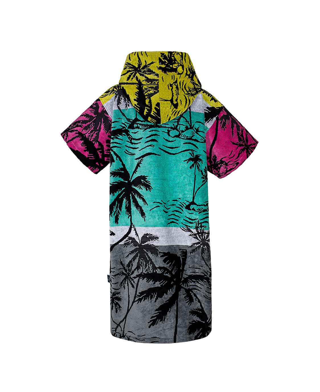 Atlantic Shore Surf Poncho Palm Tree Pink Yellow Back